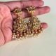 Handmade Brass Metal Jewellery Lakshmi Pearl Drop Earrings